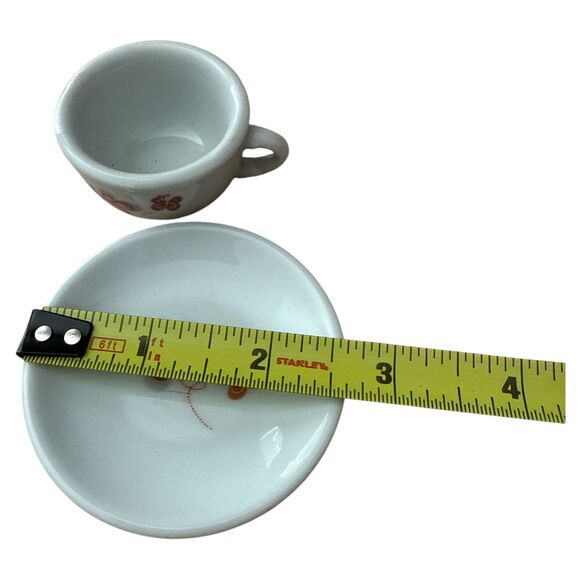 VTG Miniature Porcelain Child’s Tea Set Red Flower Butterfly 11 pc Toy Play Doll - Picture 5 of 7